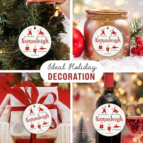 Yoga Ornaments for Christmas Tree, Santa Claus Meditation Ornaments - Namaste Yoga Gifts, Spiritual Gifts for Women, Lovers, Teachers, Instructors - Ceramic Christmas Hanging Decorations in Saudi Arabia