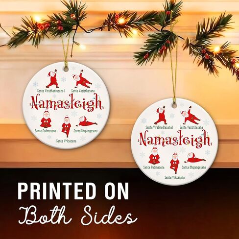 Yoga Ornaments for Christmas Tree, Santa Claus Meditation Ornaments - Namaste Yoga Gifts, Spiritual Gifts for Women, Lovers, Teachers, Instructors - Ceramic Christmas Hanging Decorations in Saudi Arabia