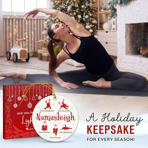Yoga Ornaments for Christmas Tree, Santa Claus Meditation Ornaments - Namaste Yoga Gifts, Spiritual Gifts for Women, Lovers, Teachers, Instructors - Ceramic Christmas Hanging Decorations in Saudi Arabia