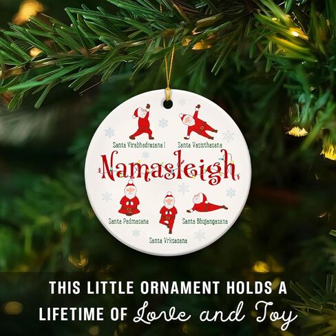 Yoga Ornaments for Christmas Tree, Santa Claus Meditation Ornaments - Namaste Yoga Gifts, Spiritual Gifts for Women, Lovers, Teachers, Instructors - Ceramic Christmas Hanging Decorations in Saudi Arabia