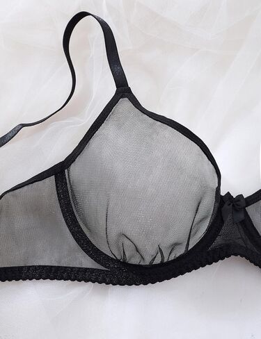 TrueVip Sexy Sheer Bras for Women Demi Mesh See Through Lingerie Bralette Unlined Underwire Plunge No Padded Bra in Kuwait