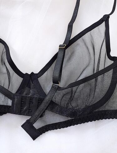 TrueVip Sexy Sheer Bras for Women Demi Mesh See Through Lingerie Bralette Unlined Underwire Plunge No Padded Bra in Kuwait