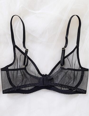 TrueVip Sexy Sheer Bras for Women Demi Mesh See Through Lingerie Bralette Unlined Underwire Plunge No Padded Bra in Kuwait