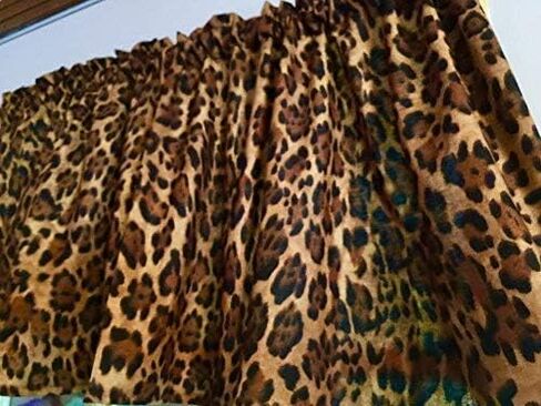 HaNdMaDe in the USA Brown Black Leopard Spots Cheetah Cat Cotton Some Custom Made Window Curtain Valance in Saudi Arabia