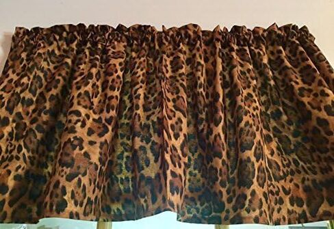 HaNdMaDe in the USA Brown Black Leopard Spots Cheetah Cat Cotton Some Custom Made Window Curtain Valance in Saudi Arabia