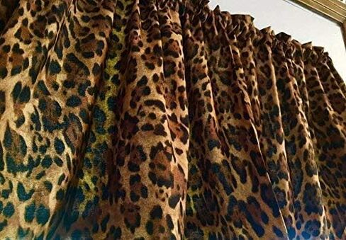 HaNdMaDe in the USA Brown Black Leopard Spots Cheetah Cat Cotton Some Custom Made Window Curtain Valance in Saudi Arabia