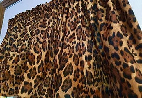 HaNdMaDe in the USA Brown Black Leopard Spots Cheetah Cat Cotton Some Custom Made Window Curtain Valance in Saudi Arabia