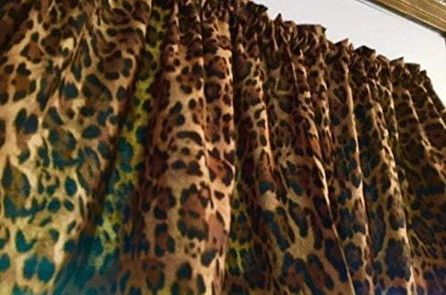 HaNdMaDe in the USA Brown Black Leopard Spots Cheetah Cat Cotton Some Custom Made Window Curtain Valance in Saudi Arabia