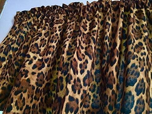 HaNdMaDe in the USA Brown Black Leopard Spots Cheetah Cat Cotton Some Custom Made Window Curtain Valance in Saudi Arabia