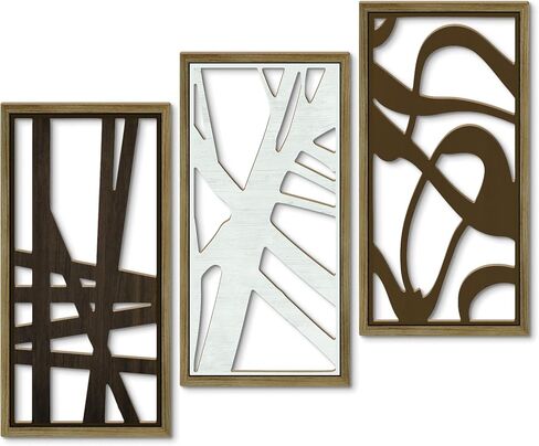 Putuo Decor 3PC منتصف القرن مجموعة الفن الجدار الحديث، خمر هندسية مجردة جدار الفن لغرفة المعيشة وغرفة النوم، الحد الأدنى ديكور الجدار للديكور المنزل in Saudi Arabia