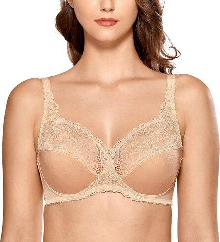Women's Lace Minimizer Bras Unlined Full Coverage Wireless Bra in Saudi Arabia
