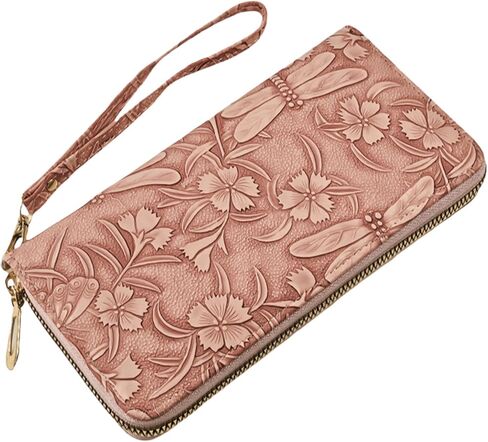 Bakurok RFID Wallets for Women Wristlet Vegan Leather Long Purse Floral Zip Around Clutch Large Capacity Card Holder in Kuwait