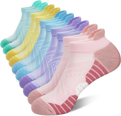 Ludaro 5 Pairs Womens Ankle Running Socks, Athletic Cushioned Tab Cotton Arch Support Crew Moisture Wicking Socks for Sport in Saudi Arabia