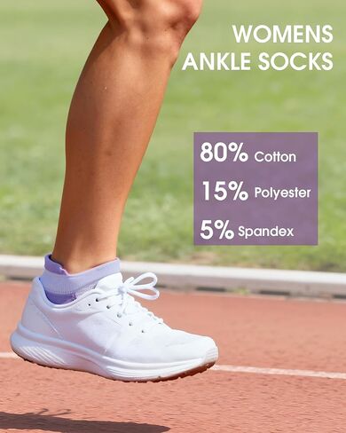 Ludaro 5 Pairs Womens Ankle Running Socks, Athletic Cushioned Tab Cotton Arch Support Crew Moisture Wicking Socks for Sport in Saudi Arabia