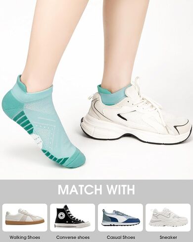 Ludaro 5 Pairs Womens Ankle Running Socks, Athletic Cushioned Tab Cotton Arch Support Crew Moisture Wicking Socks for Sport in Saudi Arabia
