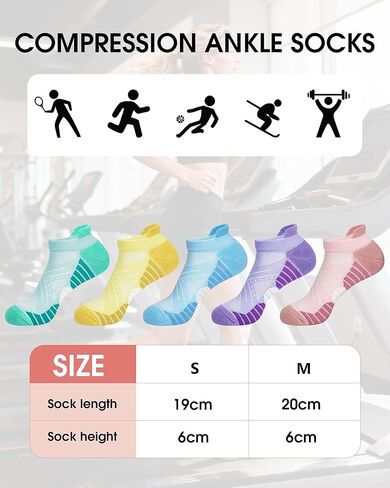Ludaro 5 Pairs Womens Ankle Running Socks, Athletic Cushioned Tab Cotton Arch Support Crew Moisture Wicking Socks for Sport in Saudi Arabia