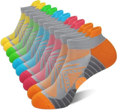 Ludaro 5 Pairs Womens Ankle Running Socks, Athletic Cushioned Tab Cotton Arch Support Crew Moisture Wicking Socks for Sport in Saudi Arabia