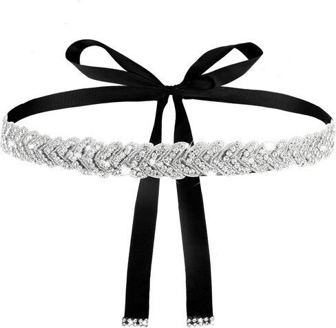 Tweruna Silver Rhinestone Wedding Dress Belt, Adjustable Rhinestone Belt for Formal Dress, Sparkly Waist Belts for Bridal Women Dresses Accessories in Saudi Arabia