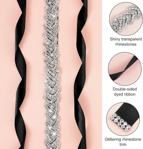 Tweruna Silver Rhinestone Wedding Dress Belt, Adjustable Rhinestone Belt for Formal Dress, Sparkly Waist Belts for Bridal Women Dresses Accessories in Saudi Arabia