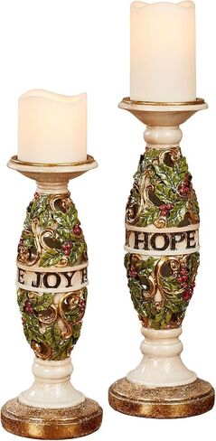 Love Joy Hope Candleholders Ivory Set of Two in Saudi Arabia