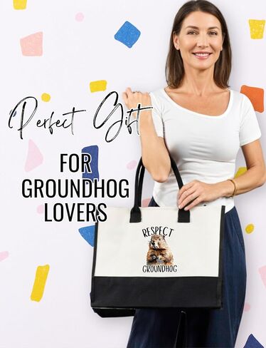 InnoBeta Groundhog Gifts for Women Canvas Tote Bag, Groundhog Gifts Tote with Top Zipper Closure and Shoulder Strap for Birthday, Mother's Day, Christmas in Saudi Arabia