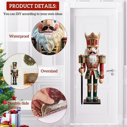 LOMIMOS Christmas Window Cling Sticker Decorations,Extra Large 3D-Effect Nutcracker Soldiers Christmas Window Clings for Xmas Home Party Office Supplies Shop Glass Display Decoration in Saudi Arabia
