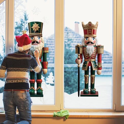 LOMIMOS Christmas Window Cling Sticker Decorations,Extra Large 3D-Effect Nutcracker Soldiers Christmas Window Clings for Xmas Home Party Office Supplies Shop Glass Display Decoration in Saudi Arabia