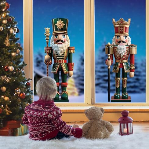 LOMIMOS Christmas Window Cling Sticker Decorations,Extra Large 3D-Effect Nutcracker Soldiers Christmas Window Clings for Xmas Home Party Office Supplies Shop Glass Display Decoration in Saudi Arabia