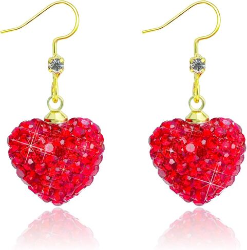 Mintolex Red Heart Earrings for Women Sparkly Rhinestone Valentines Earrings Love Heart Earring Dangling Valentine Gifts for Her Wife Girlfriend Holiday Outfit Accessories in Saudi Arabia
