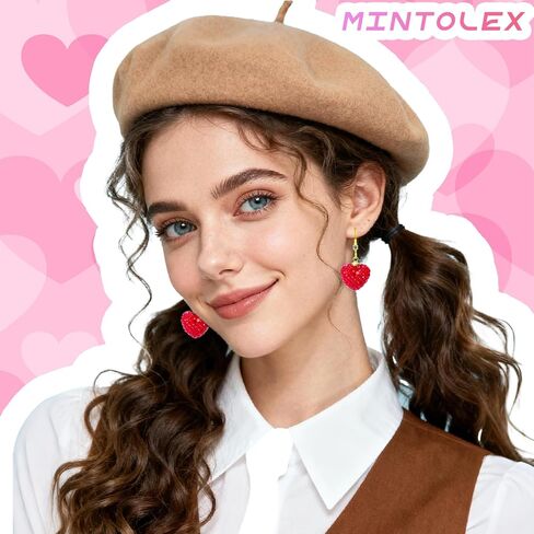 Mintolex Red Heart Earrings for Women Sparkly Rhinestone Valentines Earrings Love Heart Earring Dangling Valentine Gifts for Her Wife Girlfriend Holiday Outfit Accessories in Saudi Arabia
