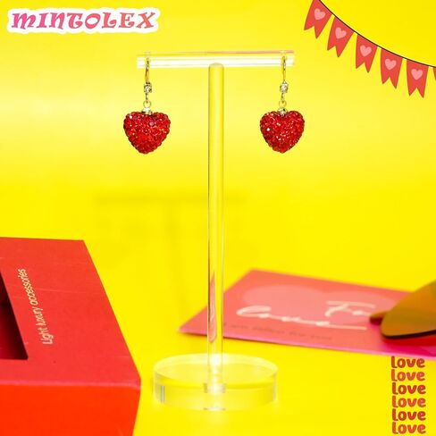 Mintolex Red Heart Earrings for Women Sparkly Rhinestone Valentines Earrings Love Heart Earring Dangling Valentine Gifts for Her Wife Girlfriend Holiday Outfit Accessories in Saudi Arabia