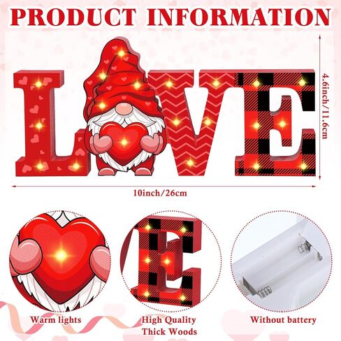 Menkxi Valentines Day LED Wooden Sign Valentine's Day Table Decorations Wooden Love Decor Valentine Tiered Tray Decor Light up Valentine Table Centerpiece Decor for Home Party Desk Office Room in Saudi Arabia