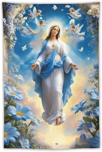 DEHYTO Our Lady of Virgin Mary Tapestry Virgen De Guadalupe Wall Hanging Art Decoration for Church Bedroom Living Room Dorm Home Decor 40"x60" in Saudi Arabia