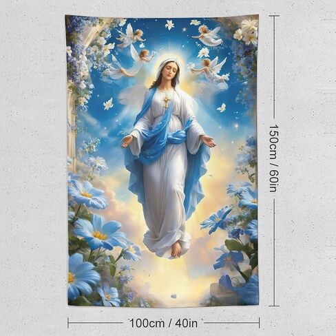 DEHYTO Our Lady of Virgin Mary Tapestry Virgen De Guadalupe Wall Hanging Art Decoration for Church Bedroom Living Room Dorm Home Decor 40"x60" in Saudi Arabia