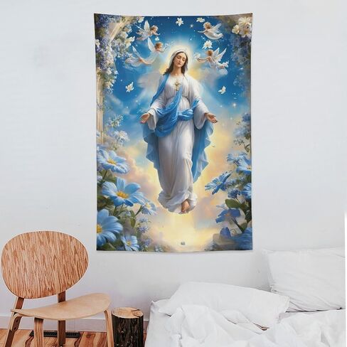 DEHYTO Our Lady of Virgin Mary Tapestry Virgen De Guadalupe Wall Hanging Art Decoration for Church Bedroom Living Room Dorm Home Decor 40"x60" in Saudi Arabia