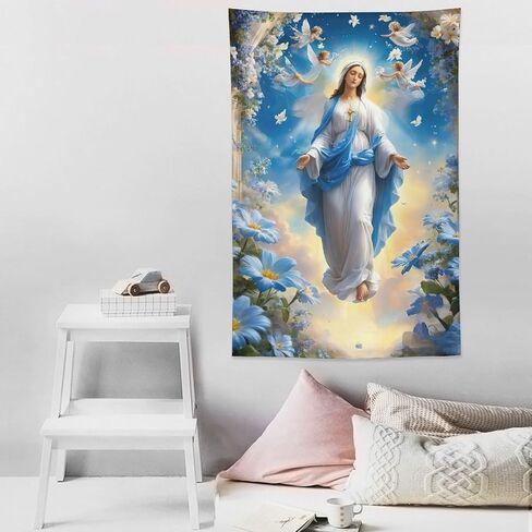 DEHYTO Our Lady of Virgin Mary Tapestry Virgen De Guadalupe Wall Hanging Art Decoration for Church Bedroom Living Room Dorm Home Decor 40"x60" in Saudi Arabia