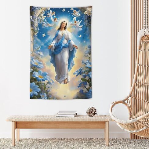 DEHYTO Our Lady of Virgin Mary Tapestry Virgen De Guadalupe Wall Hanging Art Decoration for Church Bedroom Living Room Dorm Home Decor 40"x60" in Saudi Arabia