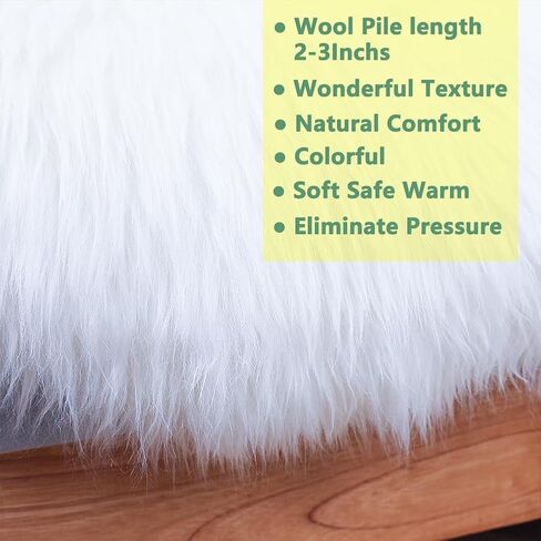 Genuine Sheepskin Rug with Little Patches-Real Fur Wool Sheep Skin Throw Pad Carpet for Bedroom Floor Living Room Sofa Fur(Ivory White, 2FT×6FT Patchwork) in Saudi Arabia