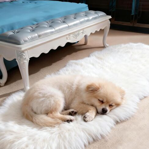 Genuine Sheepskin Rug with Little Patches-Real Fur Wool Sheep Skin Throw Pad Carpet for Bedroom Floor Living Room Sofa Fur(Ivory White, 2FT×6FT Patchwork) in Saudi Arabia