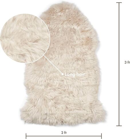 Nordic Sheep Sheepskin Long Hair 2x3 ft | Bedside Rugs for bedrooms, Sofa, Chair or The Dining Table | Each Sheepskin Rug is Unique and Created by Nature | Small Fluffy Rug in Color Beige in Saudi Arabia