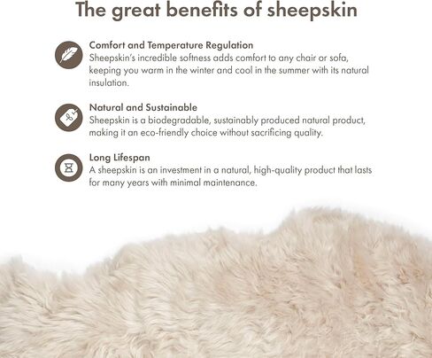 Nordic Sheep Sheepskin Long Hair 2x3 ft | Bedside Rugs for bedrooms, Sofa, Chair or The Dining Table | Each Sheepskin Rug is Unique and Created by Nature | Small Fluffy Rug in Color Beige in Saudi Arabia
