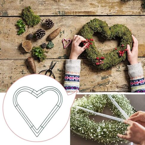 Otime Day Frame Wire Wreath Heart-Shaped Valentine's DIY in Heart Wedding Decoration 12 Inch Shaped Frame, Metal Floral Hoop Ring for Crafts, Christmas New Year Party Home Door (Green) in Saudi Arabia