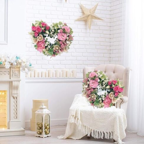 Otime Day Frame Wire Wreath Heart-Shaped Valentine's DIY in Heart Wedding Decoration 12 Inch Shaped Frame, Metal Floral Hoop Ring for Crafts, Christmas New Year Party Home Door (Green) in Saudi Arabia