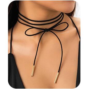 Bravace القوس Chocker قلادة للنساء مع قابل للتعديل الطبقات المخملية الدانتيل طوق مثير طويل التفاف حبل القوطية المختنق للحزب تأثيري أو ارتداء المجوهرات اليومية هدية in Kuwait