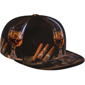 VERSlEH Cigar and Whiskeystylish Baseball Cap - Adjustable Flat Brim Hat for Men and Women, Summer Fashion Accessory Cool Cap for Women Men Black in Saudi Arabia