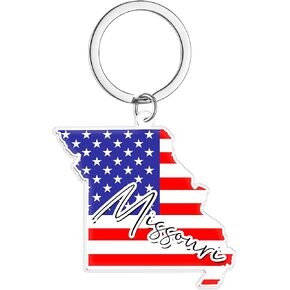 سلسلة مفاتيح تذكارية من ميسوري مع حلقة مفاتيح - سلسلة مفاتيح العلم الأمريكي، حامل مفاتيح للهدايا، الهدايا التذكارية من الولايات المتحدة الأمريكية، بقعة M in Kuwait