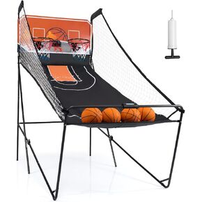 Giantex Foldable Basketball Arcade Game, 8 Game Options, Electronic Double Shot 2 Player w/ 4 Balls and LED Scoring System, Indoor Basketball Game for Kids, Adults in Kuwait