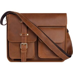 BOLZURI Men’s Crossbody Messenger Bag – Leather Purse, Fits 10.6" Tablet, Crazy Horse Leather in Saudi Arabia