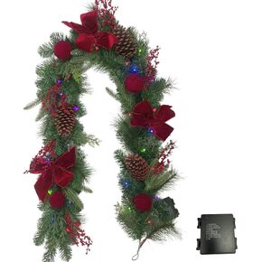 Sunny Bay Atelier 26 Inches Teardrop with Deluxe Red Velvet Bows, Pinecones, Berries, 35 Color-Changing LED Lights, Timer, Battery Operated, Indoor Outdoor Holiday Decor (Teardrop) in Saudi Arabia