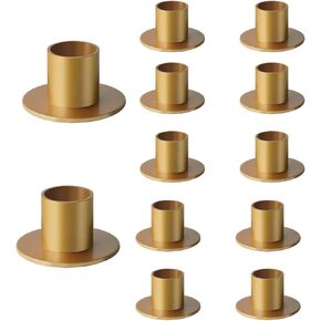 12 Pcs Brass Gold Taper Candle Holders Elegant Candlestick Set for Table Centerpieces, Festive Mantel Displays & Sophisticated Home Decor in Saudi Arabia
